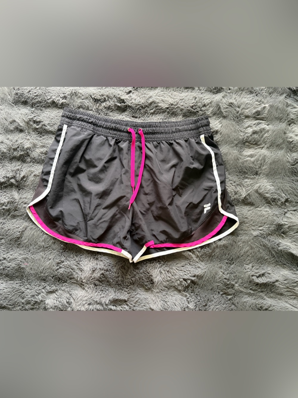 Women’s FILA Black Running Shorts with Pink Trim